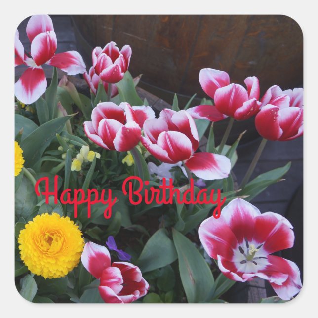 Happy Birthday Spring Flowers #4 Stickers (Vorderseite)