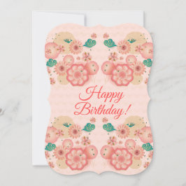 Happy Birthday - Spring Peach Blume Garden Deco Einladung