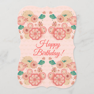 Happy Birthday - Spring Peach Blume Garden Deco Einladung