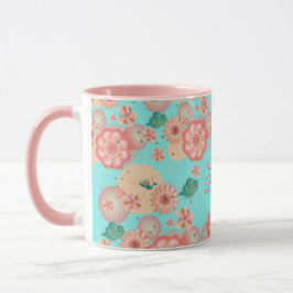 Happy Birthday Spring Peach Blume Garden Pattern Tasse