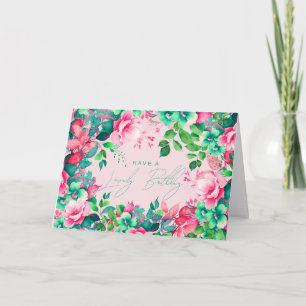 Happy Birthday Spring Summer Garden Bloral Blush Karte
