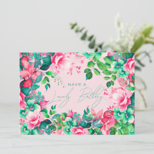 Happy Birthday Spring Summer Garden Bloral Blush Karte