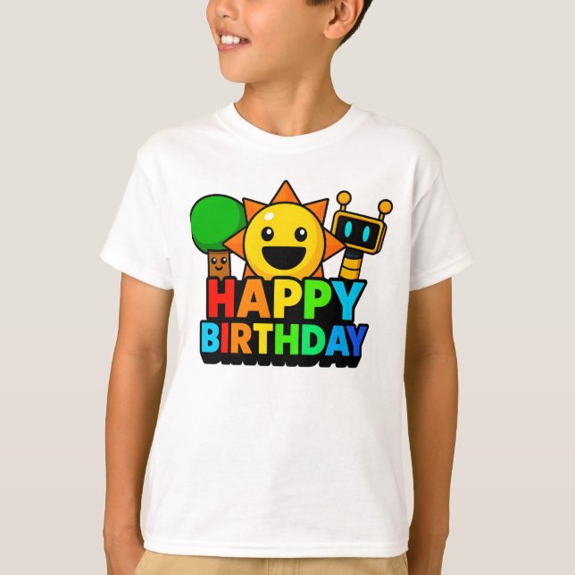 Happy Birthday Sprunki - Tree Sun Funbot T-Shirt (Vorderseite)