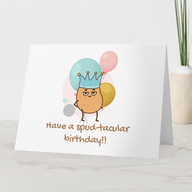 Happy Birthday Spud Potato Funny Geburtstag Karte (Vorderseite)