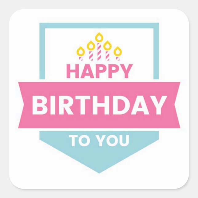 Happy Birthday Square Sticker (Vorderseite)