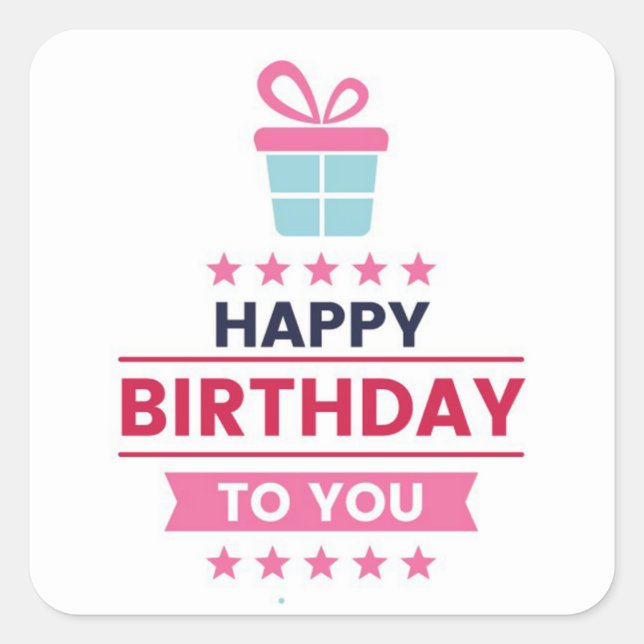 Happy Birthday Square Sticker (Vorderseite)