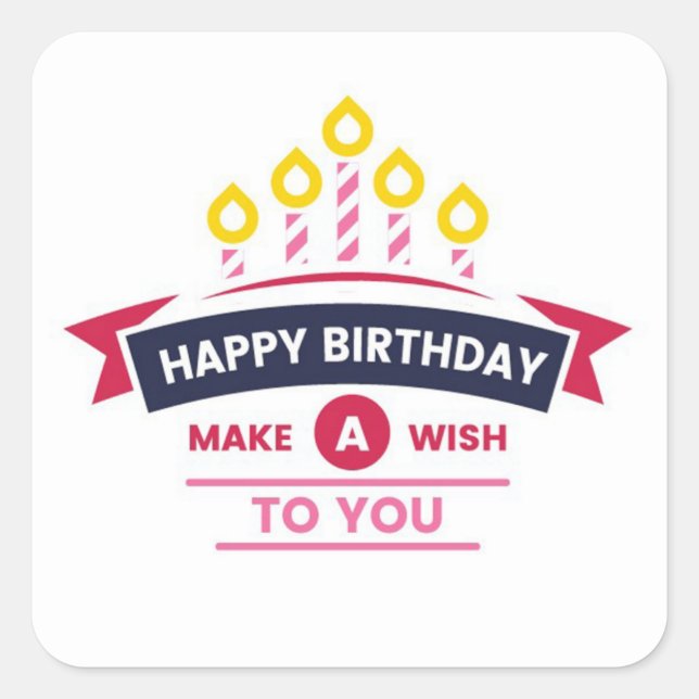 Happy Birthday Square Sticker (Vorderseite)