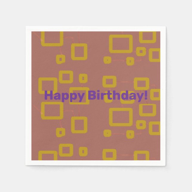 Happy Birthday Squares Serviette (Vorderseite)