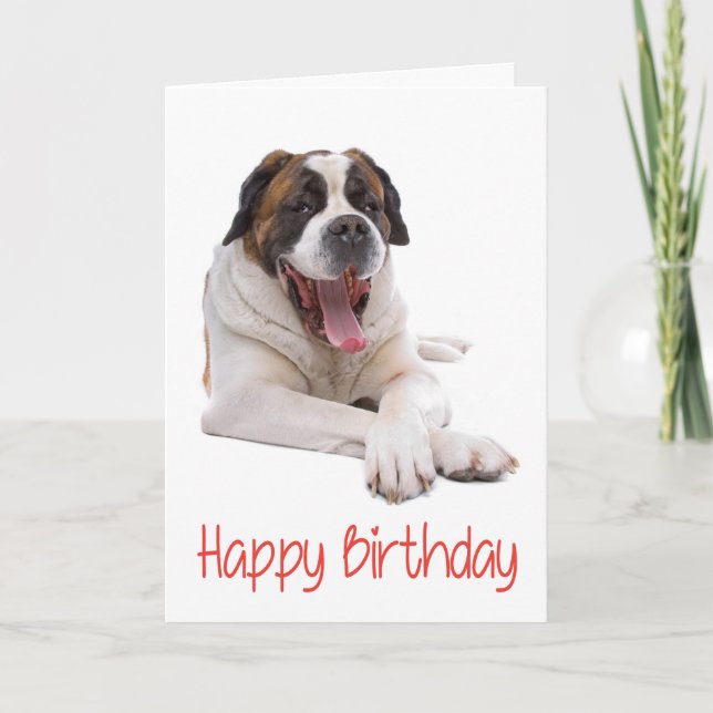Happy Birthday St Bernard Welpe Hund Grußkarte Karte (Vorderseite)