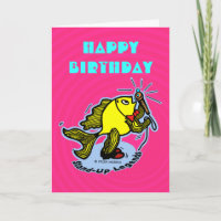 Happy Birthday Stand-Up Fisch lustige Pink Card