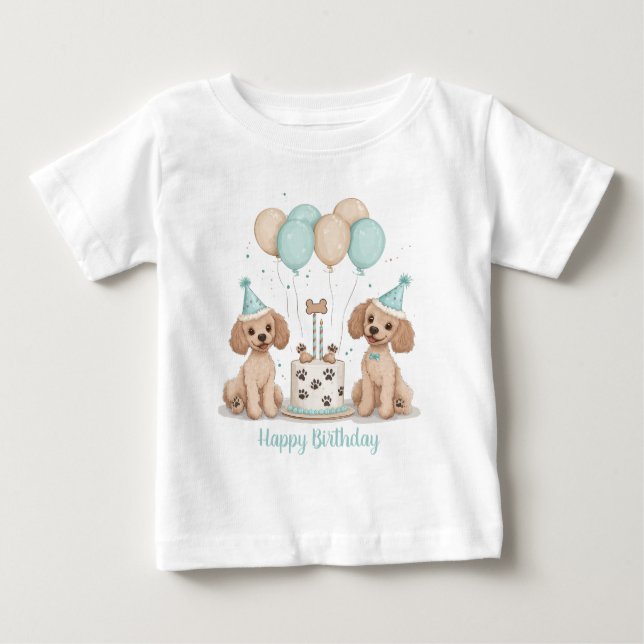 Happy Birthday Standard Poodle Hunde Baby T-shirt (Vorderseite)
