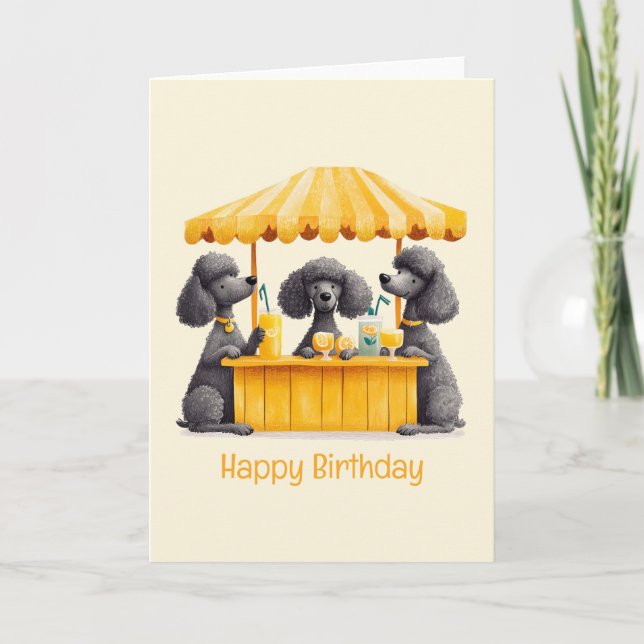 Happy Birthday Standard Poodle Hunde Lemonade Stan Karte (Vorderseite)