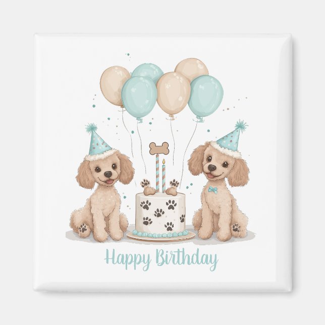 Happy Birthday Standard Poodle Hunde Magnet (Vorne)