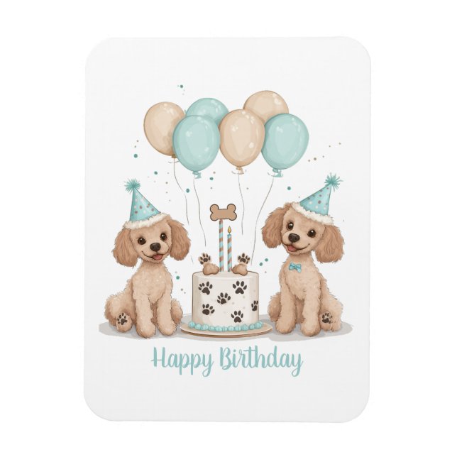 Happy Birthday Standard Poodle Hunde Magnet (Vertikal)