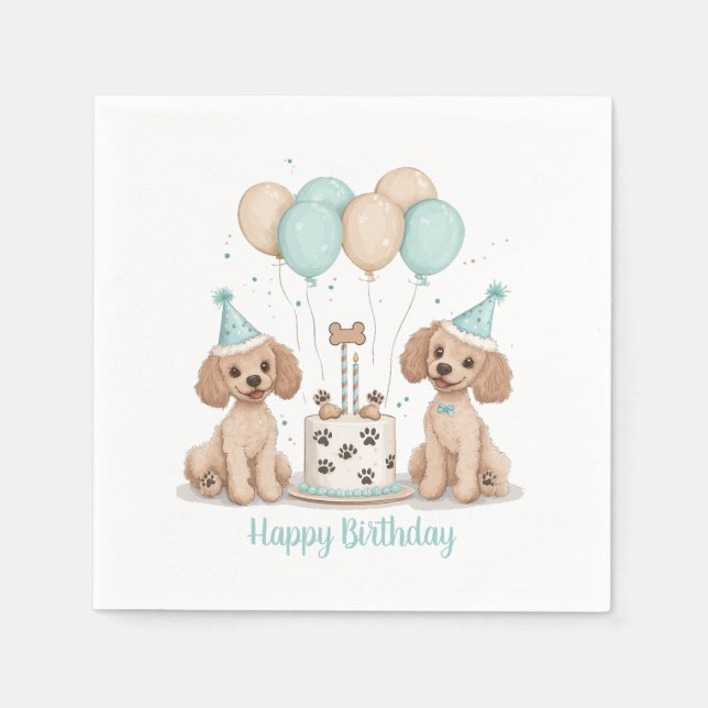 Happy Birthday Standard Poodle Hunde Serviette (Vorderseite)
