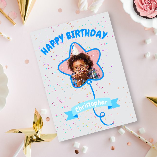 Happy Birthday Star Ballon Foto Card Karte (Von Creator hochgeladen)