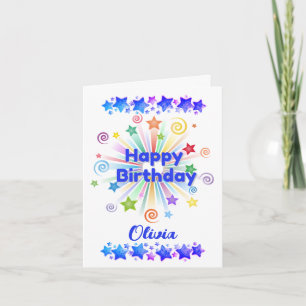 Happy Birthday Star Design Hinzufügen eines Namens Karte