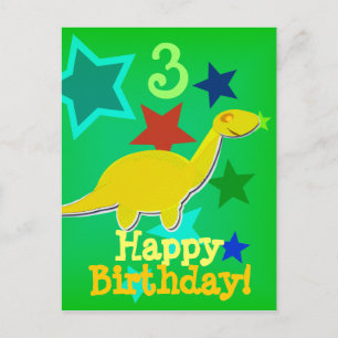 Happy Birthday Star Dinosaur Postcard Postkarte