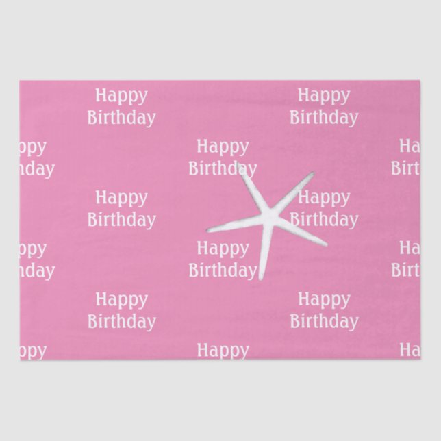 Happy Birthday Starfish Nautical Pink Niedlich Gir Seidenpapier (Vorderseite)