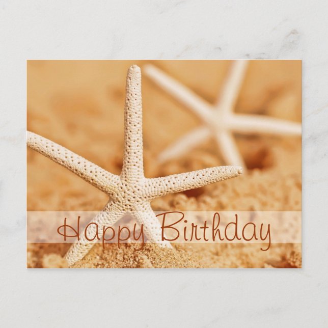 Happy Birthday Starfish Postcard Postkarte (Vorderseite)