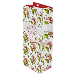 Happy Birthday Stargazer Lily Foto Pattern Geschenktüte Für Weinflaschen