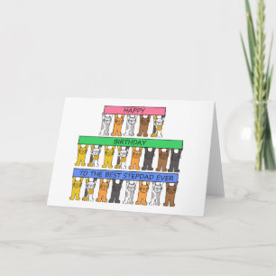 Happy Birthday Stepdad Cartoon Cats Karte