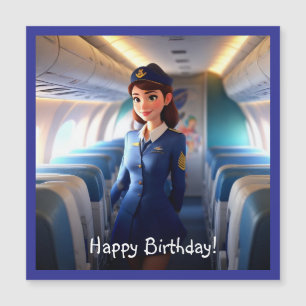 Happy Birthday Stewardess Magnetic Card Magnetkarte