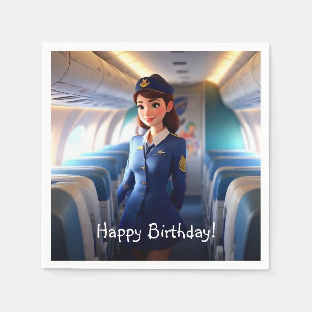 Happy Birthday Stewardess Serviette (Vorderseite)