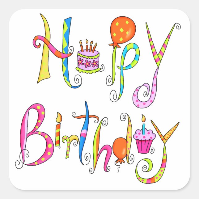 Happy Birthday Sticker (Vorderseite)