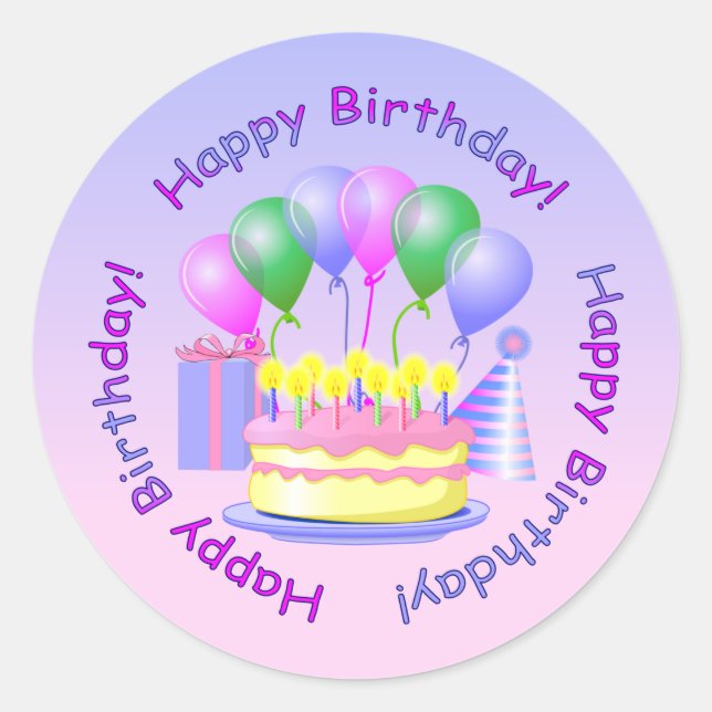 Happy Birthday Sticker (Vorderseite)