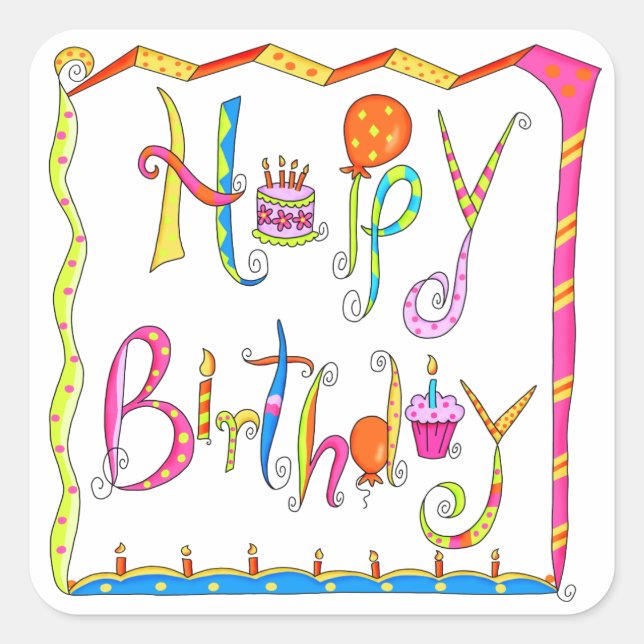 Happy Birthday Sticker (Vorderseite)