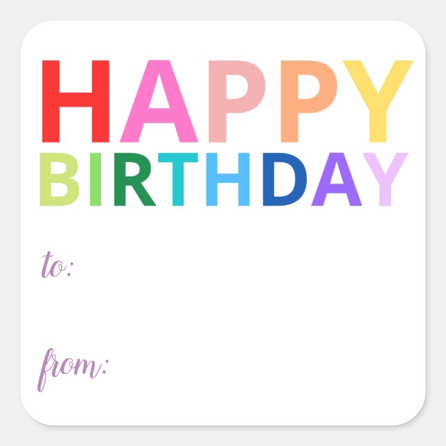 Happy Birthday Sticker (Vorderseite)