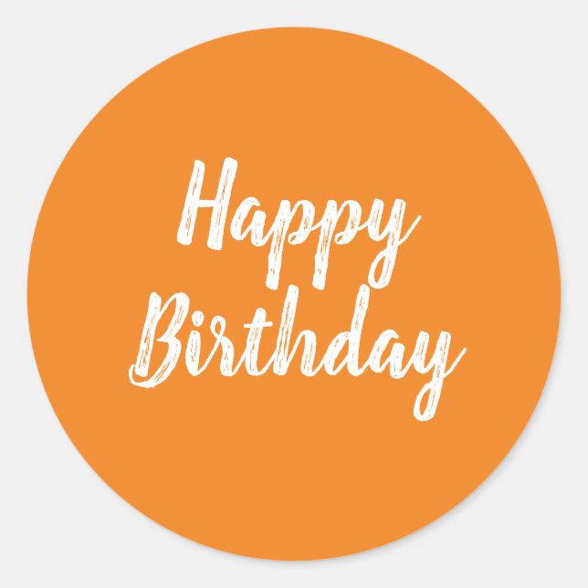 Happy Birthday Sticker auf orangefarbenem Hintergr (Vorderseite)