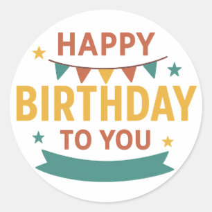 Happy Birthday Sticker - farbenfrohe Party Fav