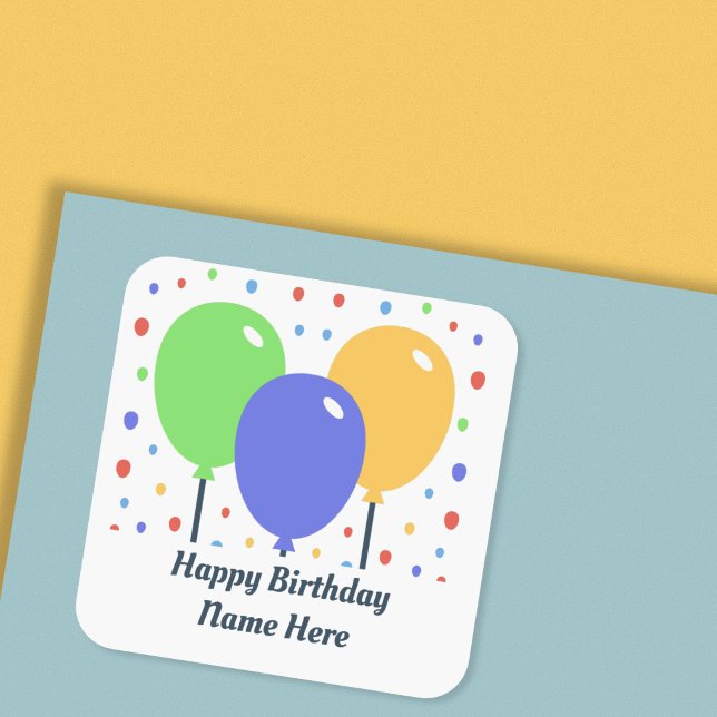 Happy Birthday Sticker mit farbigen Balloons (Happy Birthday Sticker with Colored Balloons)