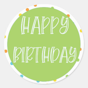 Happy Birthday Sticker Punkte Bright Favor Tag