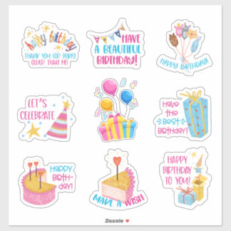 Happy Birthday Stickers Aufkleber