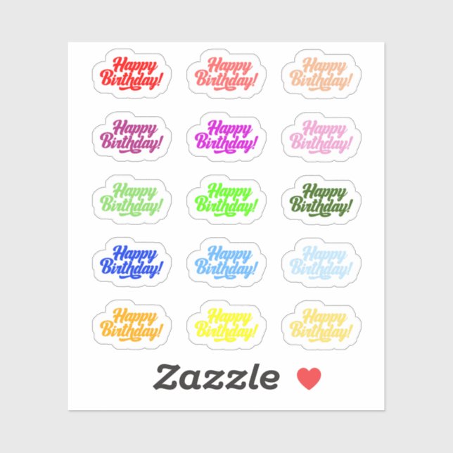 Happy Birthday Stickers Aufkleber (Blatt)