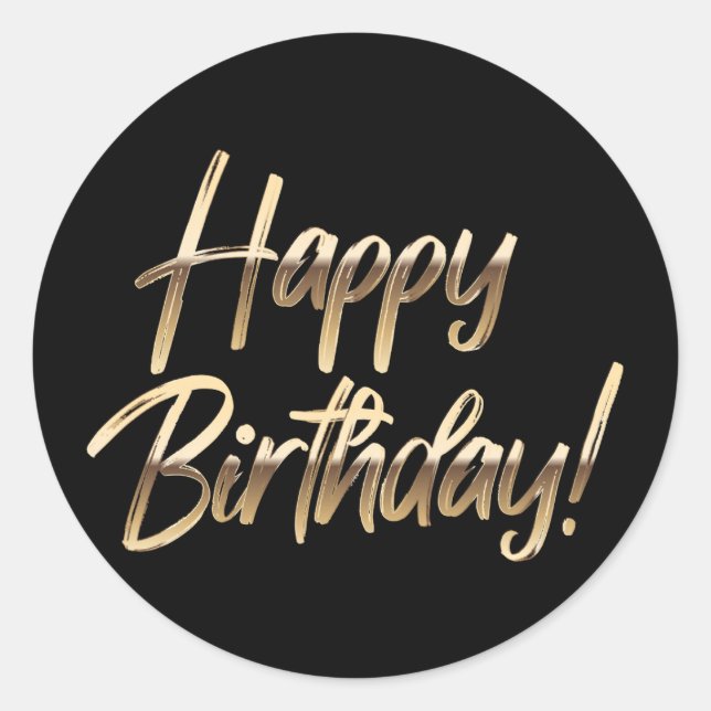 Happy Birthday Stickers Black and Gold (Vorderseite)