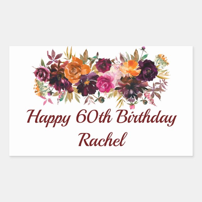 Happy Birthday Stickers Fall Florals (Vorderseite)
