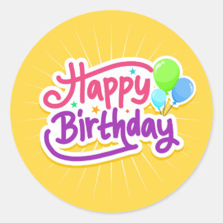 Happy Birthday Stickers in Gelb