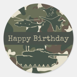 Happy Birthday Stickers - Military Camouflage