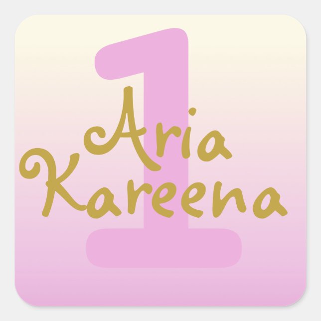 Happy Birthday Stickers ombré pink beige Gold (Vorderseite)