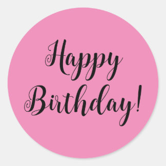 Happy Birthday Stickers Round (pink)