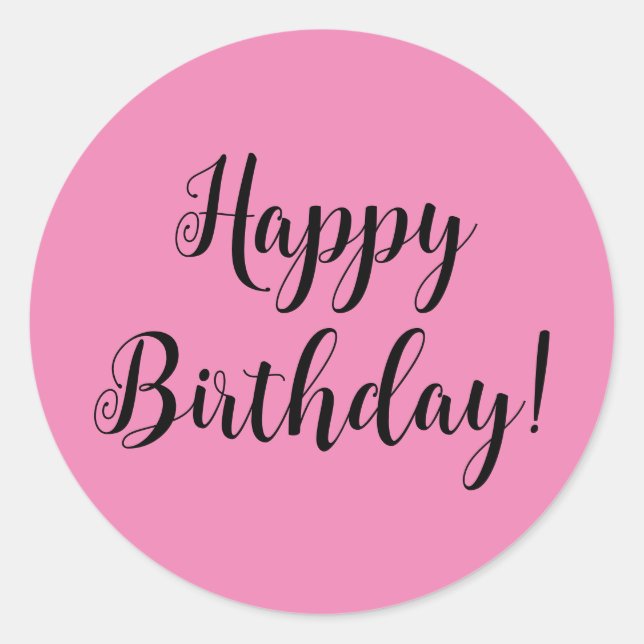 Happy Birthday Stickers Round (pink) (Vorderseite)