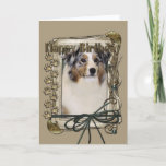 Happy Birthday - Stone Paws - Australian Shepherd Karte<br><div class="desc">What could say Happy Birthday better than this Australian Shepherd Dog helping you to celebrate!</div>