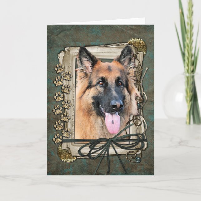 Happy Birthday - Stone Paws German Shepherd Chance Karte (Vorderseite)