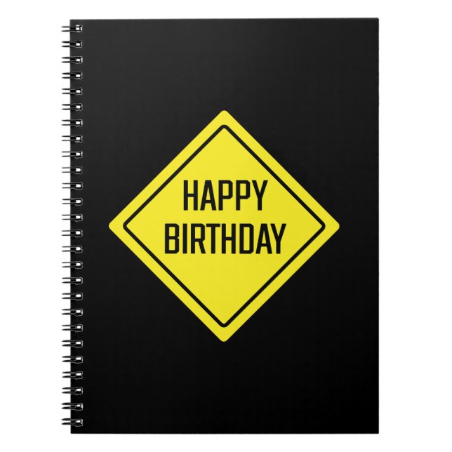 Happy Birthday | Straßenzeichen | SpiralNotebook Notizblock (Vorderseite)