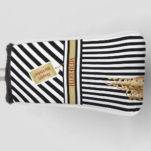 Happy Birthday Stripes Name Message Putter Golf Headcover