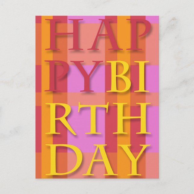 Happy Birthday Stripes Postkarte (Vorderseite)